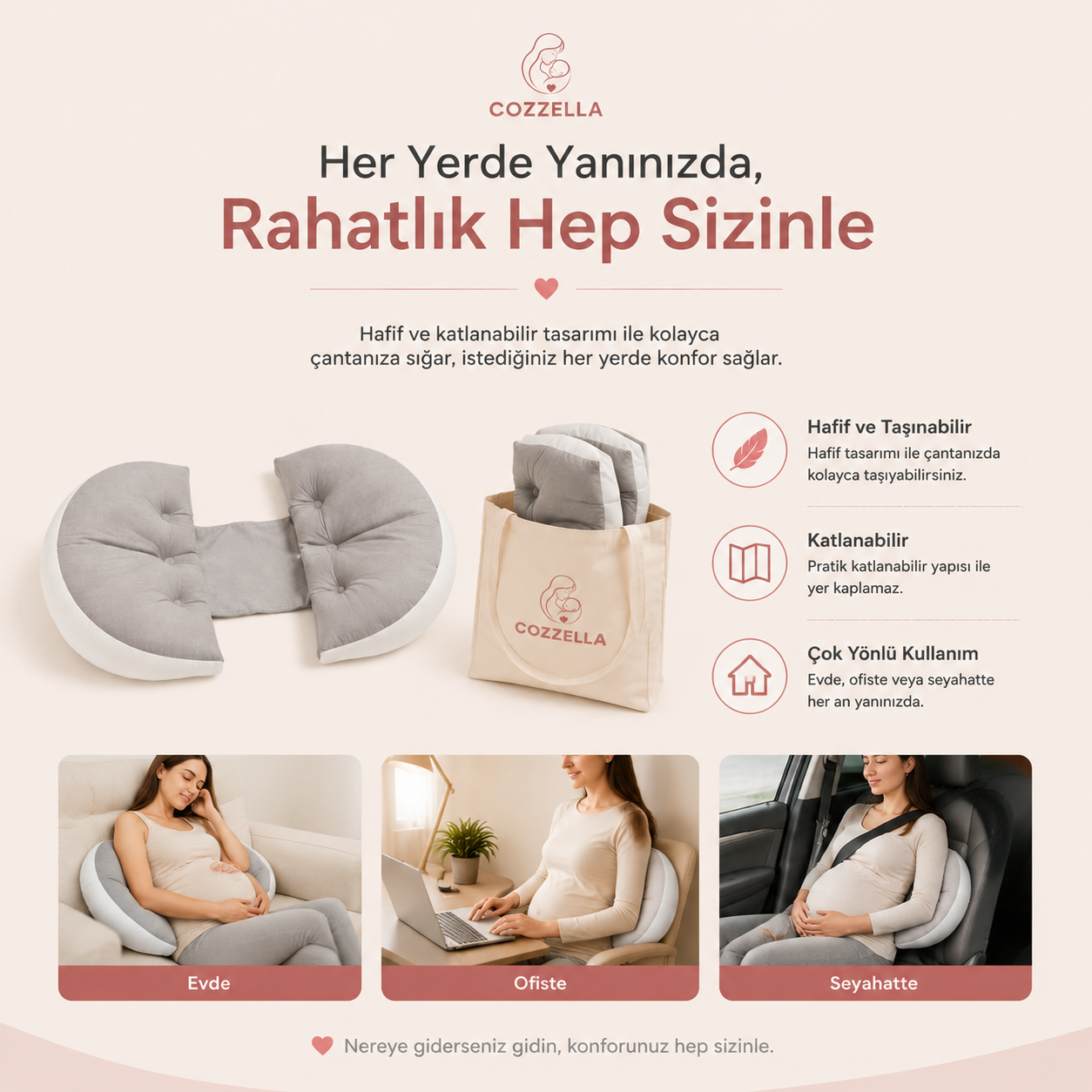 Ergonomik Ayarlanabilir Hamile Destek Yastığı