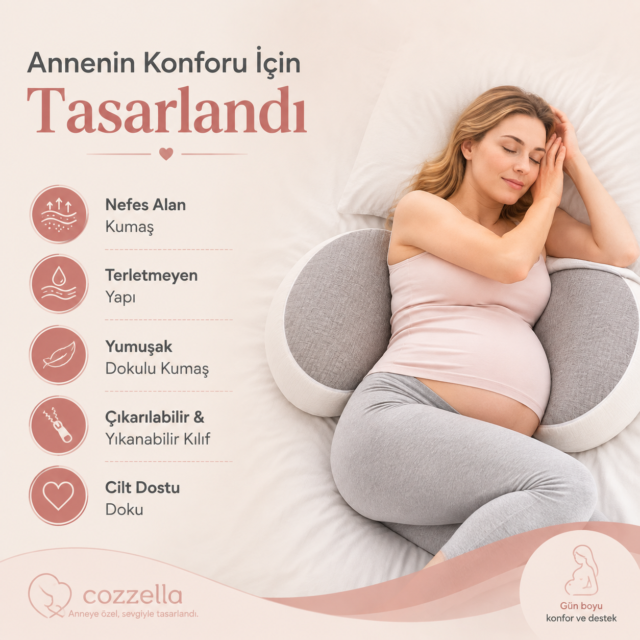 Ergonomik Ayarlanabilir Hamile Destek Yastığı
