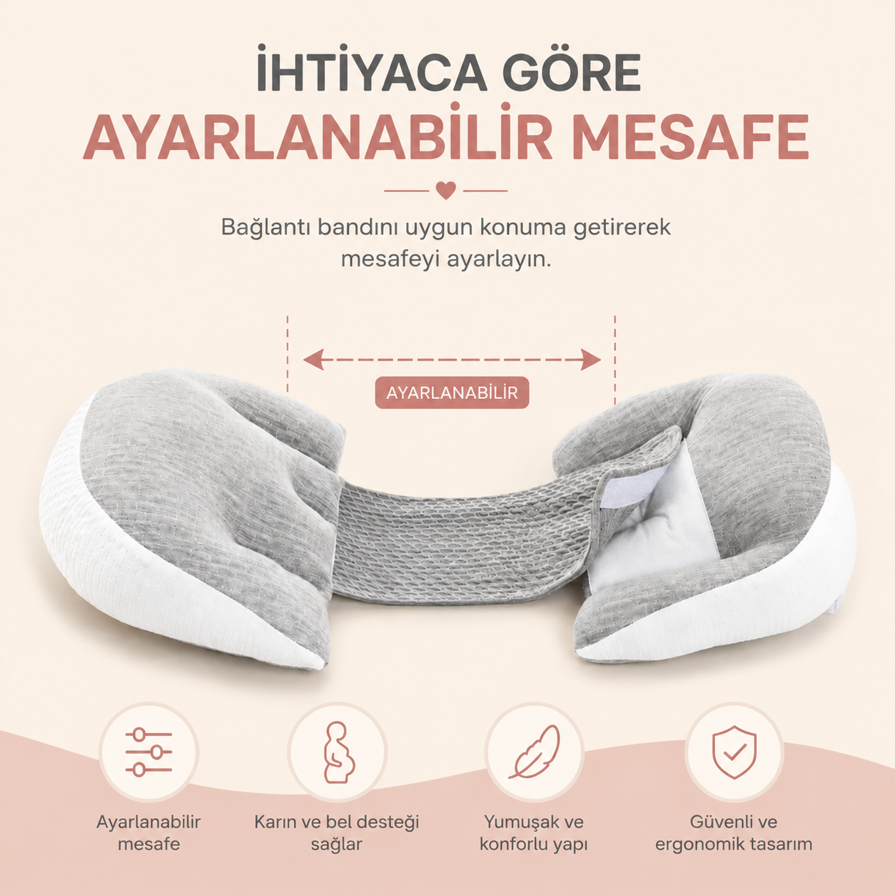 Ergonomik Ayarlanabilir Hamile Destek Yastığı